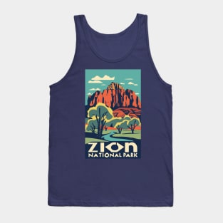 A Vintage Travel Art of the Zion National Park - Utah - US Tank Top